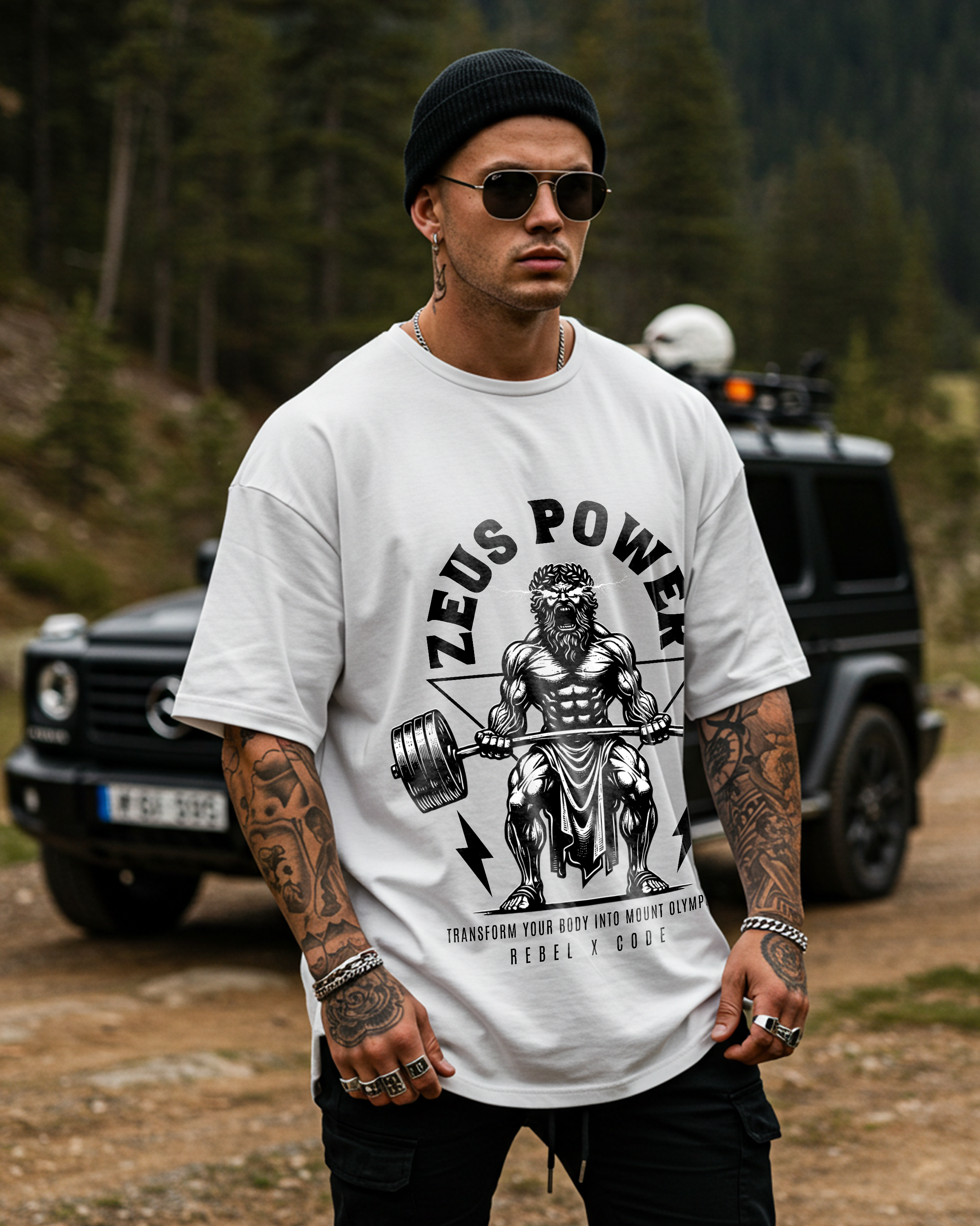 Zeus Lifts Barbell Weights  Oversized T-shirt - Mens