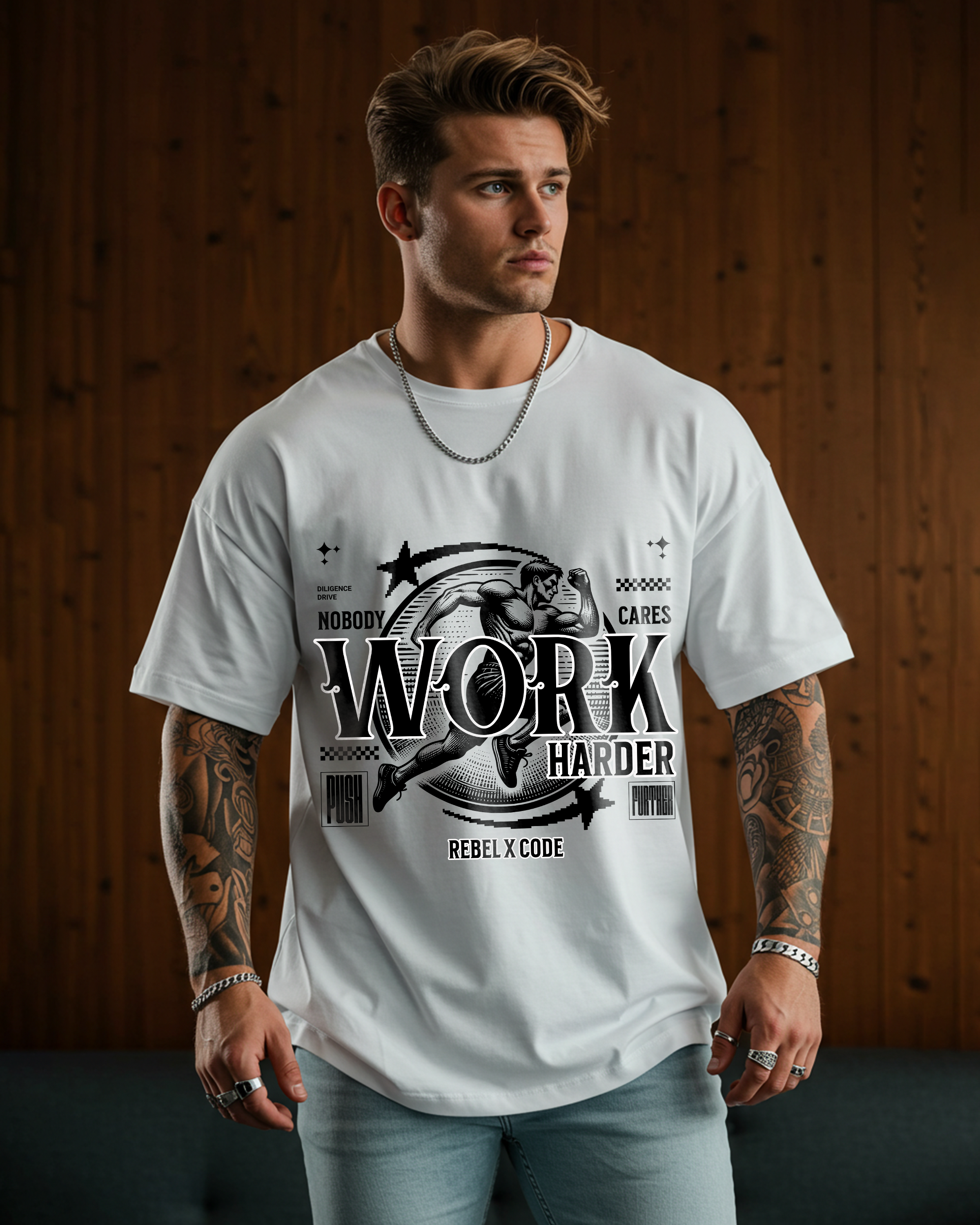 Work Harder Oversized T-shirt - Mens