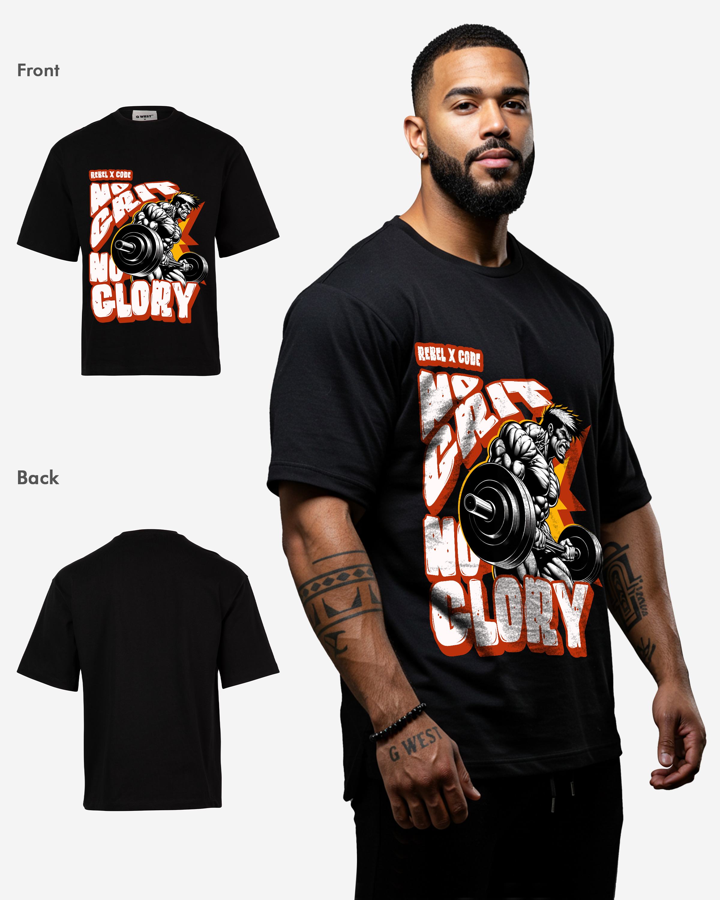 No Grit, No Glory Oversized T-shirt - Mens
