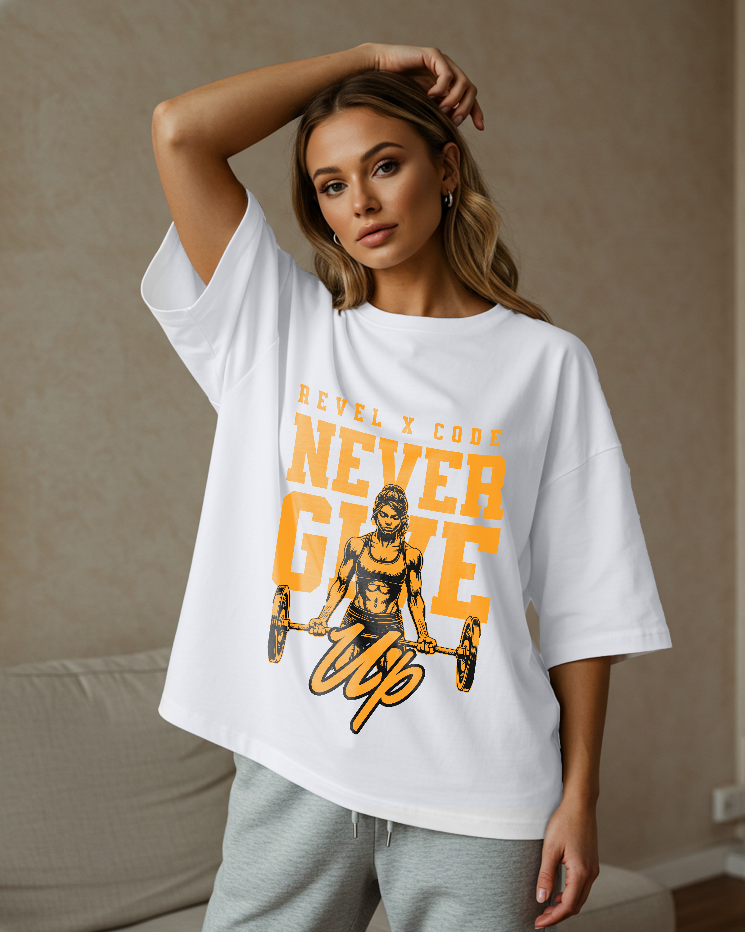 Never Give Up Oversized T-shirt - Womens