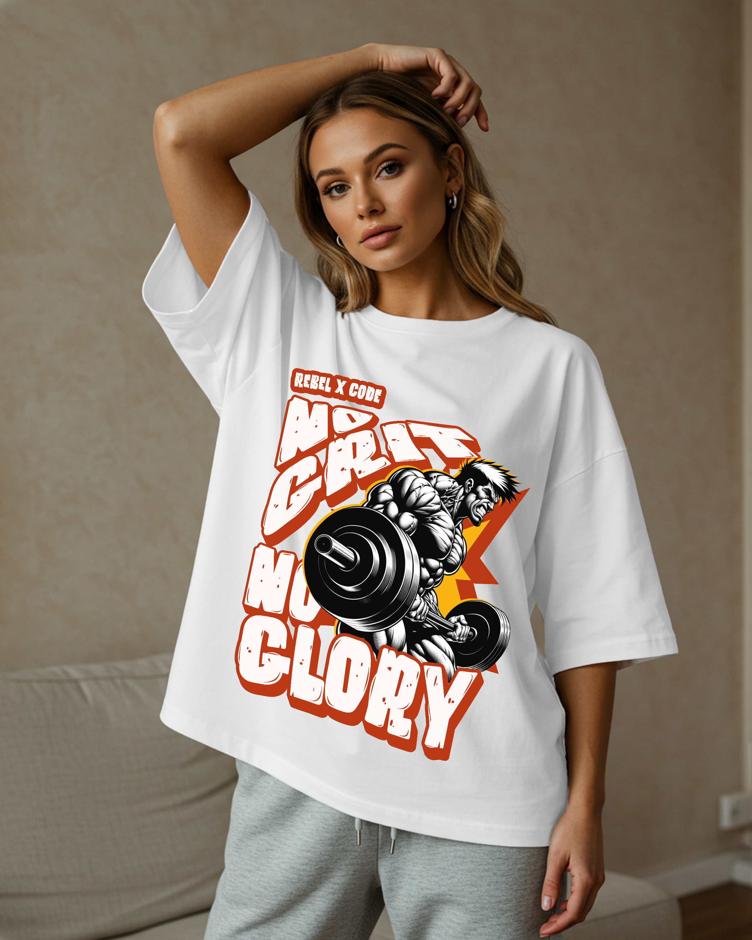 No Grit, No Glory Oversized T-shirt - Womens