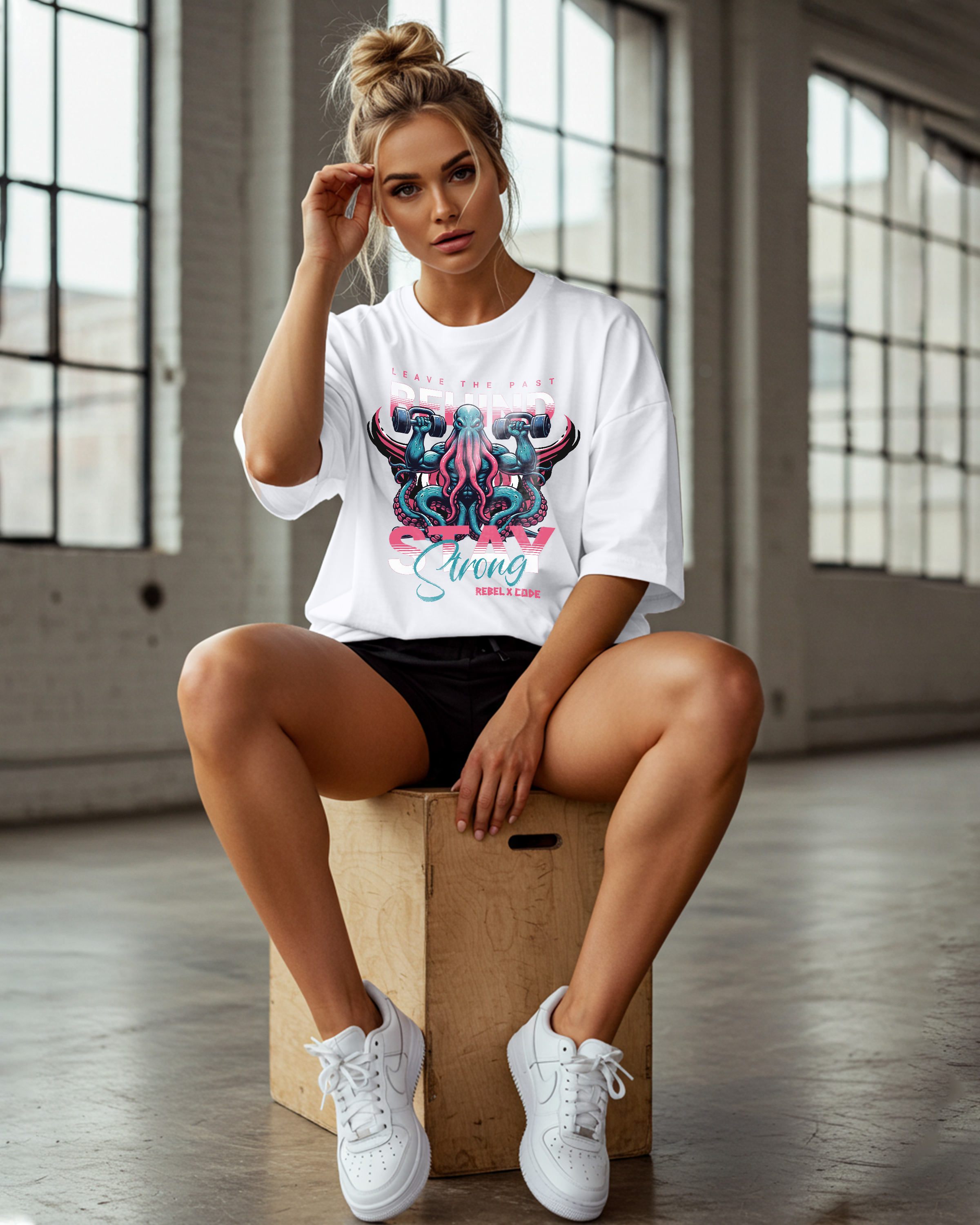 Leave The Past Behind Stay Strong Oversized T-shirt - Womens