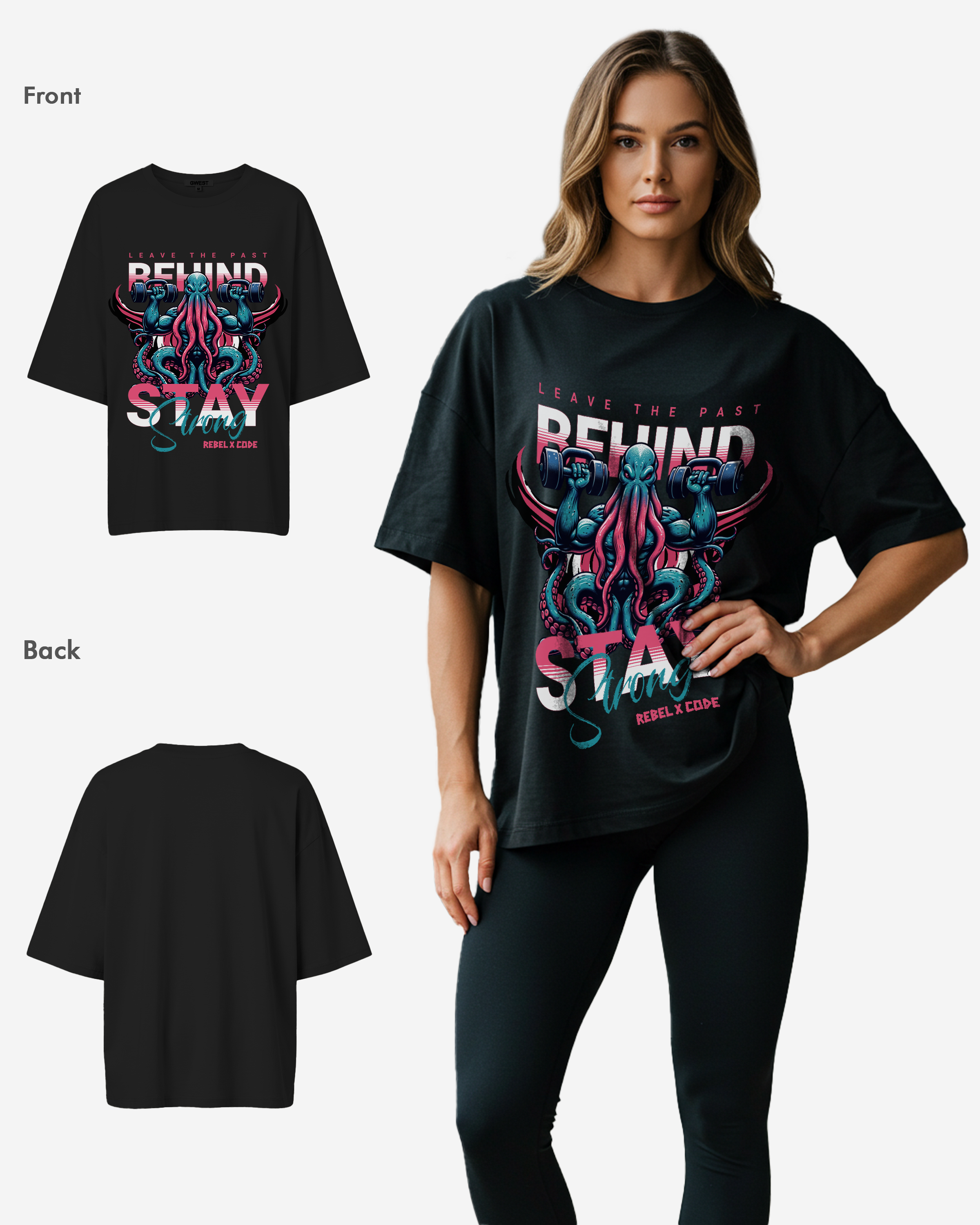 Leave The Past Behind Stay Strong Oversized T-shirt - Womens